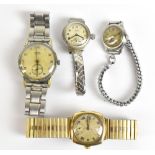 LONGINES; a gentleman's vintage 9ct yellow gold wristwatch, the circular dial set with Roman