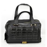 JIMMY CHOO; a black Napa leather handbag, with front pocket and gold-tone hardware, 33 x 20 x 14cm.