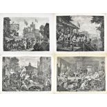 AFTER WILLIAM HOGARTH; four black and white engravings, 'An Election Entertainment Plate 1', '