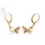 MESSIKA OF PARIS; a pair of 18ct yellow gold diamond set butterfly earrings, length 3.5cm, approx