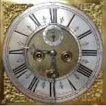 THOMAS BISHOP OF MAIDSTONE; a brass faced longcase clock movement with silvered dial, with Roman