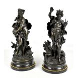 AUGUSTE MOREAU (French, 1834-1917); a good pair of late 19th century bronze figures of Poseidon