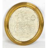 A George III New Lady's magazine needlework pattern for a map of England, oval, 30 x 25cm, in a