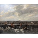 FREDERICK CALVERT (Fl 1837-1884); oil, 'Liverpool From Birkenhead', gallery label verso, bearing