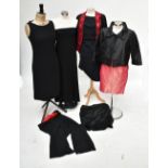 CHRISTIAN LACROIX; a pink and gold lurex skirt, size US 38, an Yves St. Laurent black satin skirt,