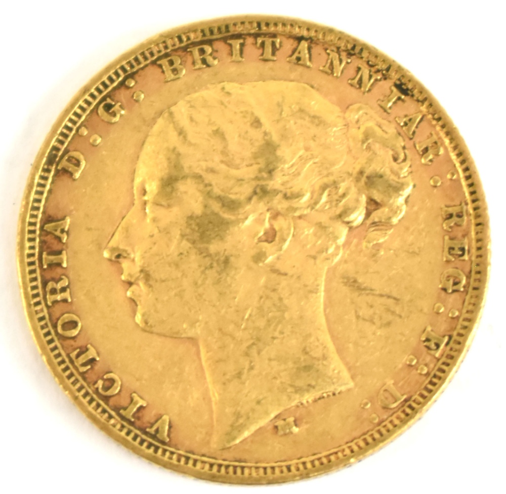 A Victorian Young Head full sovereign, Melbourne Mint, 1880. - Image 2 of 2