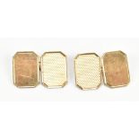 A pair of 9ct yellow gold engine turned octagonal cuff links, approx 6.3g.Additional