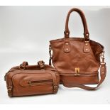 JAEGER; a tan leather tote handbag with shoulder strap, 30 x 30 x 14cm, and Cosci-Italy, a tan