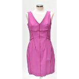 MULBERRY; a lilac coloured cotton knee length shift dress, with gold-tone hardware back zip, V-