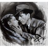 JEN ALLEN; oil on canvas, 'Humphrey Bogart and Lauren Bacall I', signed lower right, 121 x 121cm,