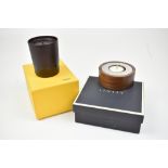 FENDI; an aroma candle in original Fendi box, height 9cm, and a Linley walnut and polished nickel