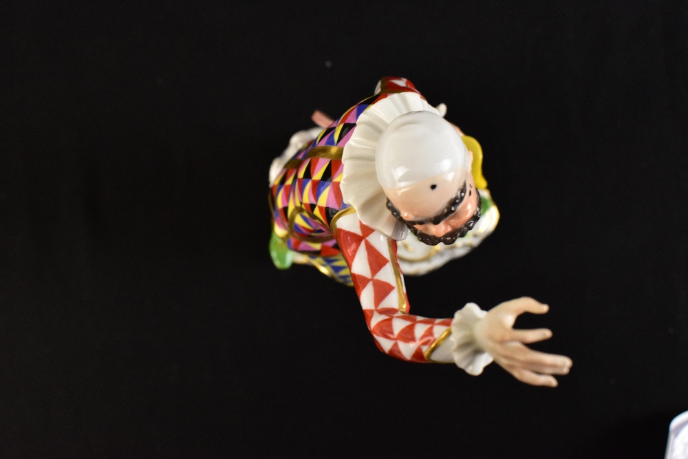 MEISSEN; a late 19th century figure of Harlequin modelled from the 18th century original, painted - Image 6 of 6