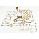 FINNISH SILVER; a collection of silver flatware, circular dishes and beaker, the beaker marked