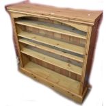 A contemporary pine open bookcase with adjustable shelves, width 123cm.Additional