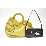 RADLEY; a black leather zip fastened shoulder bag with dog and butterfly logo, 21 x 9 x 2cm, and