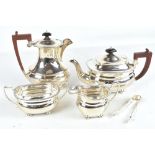 An Elizabeth II four piece hallmarked silver tea service, Birmingham 1958, approx 49.7oxt/1546.6g.