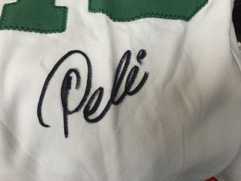 PELÉ; a signed replica cotton New York Cosmos football shirt, named and numbered 10 to reverse, - Image 3 of 5