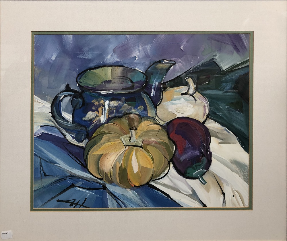 INGA KALLAGOVA-GOEHNNER (Russian contemporary); gouache, 'A Pumpkin', still life study, signed lower