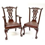 A good set of seven mahogany Chippendale-style dining chairs including one carver (6+1) (7).