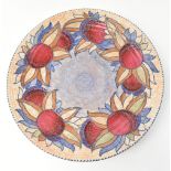 CHARLOTTE RHEAD FOR CROWN DUCAL; a circular wall charger decorated with fruit, printed and factory
