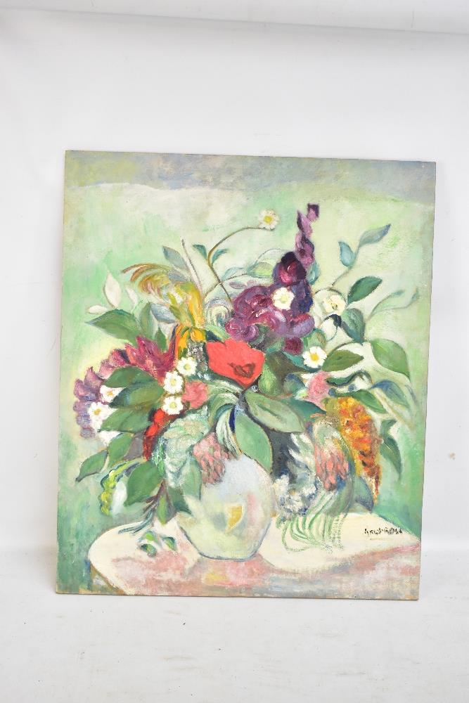 CYRIL J. ROSS (1891-1973); three oils on panel, still lives of flowers, 67 x 56cm (1) and 61 x - Image 2 of 8