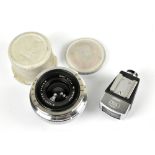 ZEISS; a Biogon 1:4,5 F=21mm, lens no.1856580, sold with the finder F=21mm, no.435 (2).