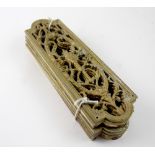WITHDRAWN A set of ten gilt metal door plates with pierced scroll and torch motif,