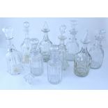 Various 19th century decanters including four pairs of cut glass crystal,