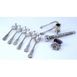A set of six silver Kings pattern teaspoons, maker RS,