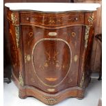 A Louis XV style inlaid walnut credenza of serpentine form,