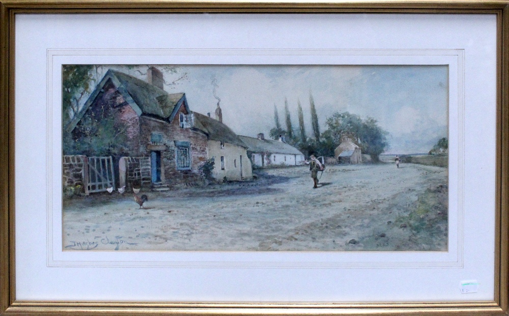 JOHN HUGHES CLAYTON (1870-1930); 'Ness N Neston', watercolour of rural village, - Bild 2 aus 3