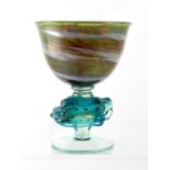 Michael Harris for Mdina Glass; a large goblet with internal mottled decoration,