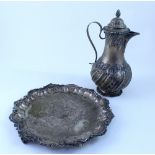 An Edward VII hallmarked silver coffee pot, height 27cm,
