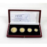 A 1999 four gold coin proof Britannia Collection comprising £100, £50, £25,