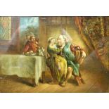 A pair of decorative oils on canvas, interior scenes with figures,