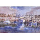 UNATTRIBUTED; watercolour titled 'Queen's Dock Marina',