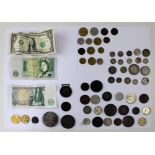 Various mixed silver and other coins,