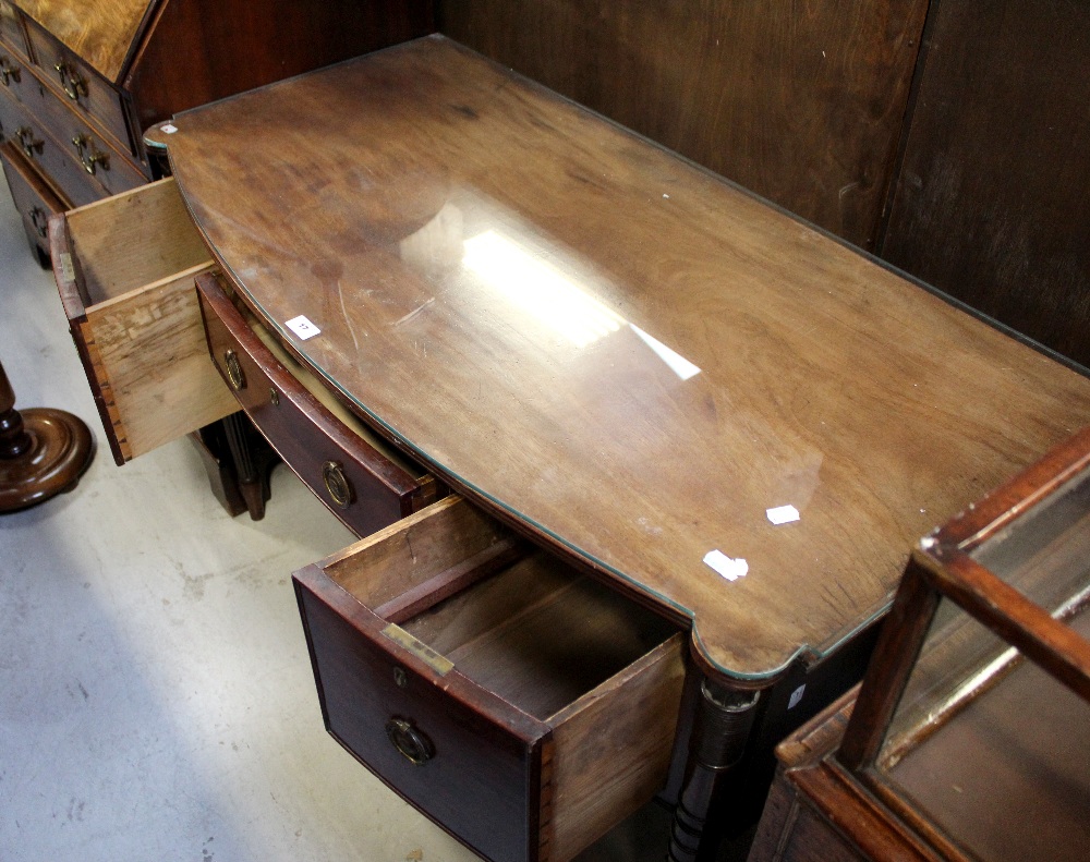 A 19th century mahogany bow-front sideboard, the top shaped with corner lugs and fitted glass top, - Image 4 of 4