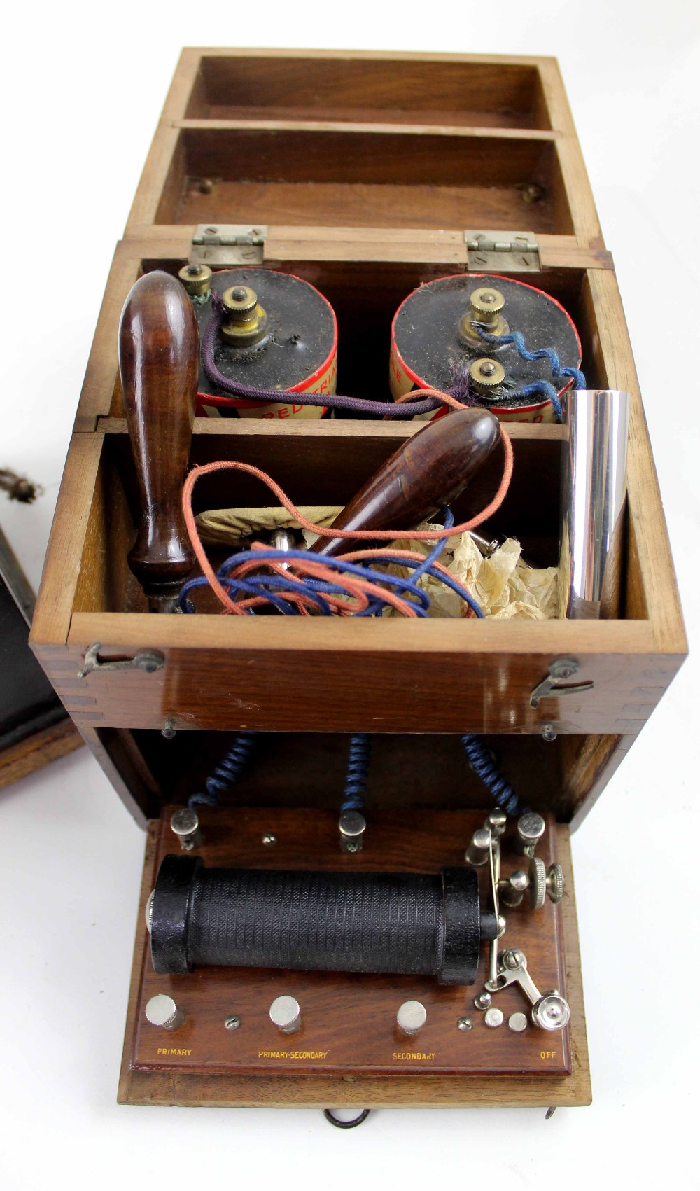 A GEC barograph in black metal case with a late 19th century therapeutic electric shock machine in - Image 2 of 5