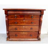 A 19th century mahogany Scotch chest of two short over three long drawers,
