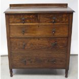 A 1930s oak chest of drawers, two short over three long, on bottle feet, width 92cm, height 104cm.