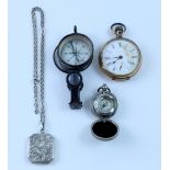 A Waltham gold plated pocket watch, compass with magnifier,