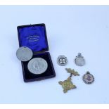 Three silver fob prizes comprising two Industry commemorative medallions and a St John's Ambulance