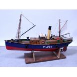A remote controlled scratch-built 'Pilots' Boat Britannia', the wooden decking with figures,