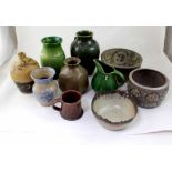 Studio pottery including a 1970s Polperro pottery bowl, John Davey (Scottish) bowl,