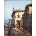 SOUTH AMERICAN; two acrylics on canvas, street scenes, possibly Santiago,