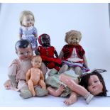 Six various vintage celluloid dolls (6).