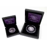 A 'Royal Platinum Wedding Anniversary' 1947 - 2017 silver Piedfort crown coin and one other.
