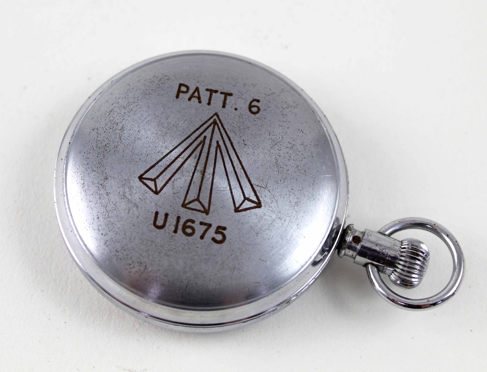 Waltham; a military issue chrome plated keyless wind stopwatch, Admiralty Pattern Number 6, - Image 2 of 2