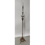 An Empire-style gilt metal standard lamp,